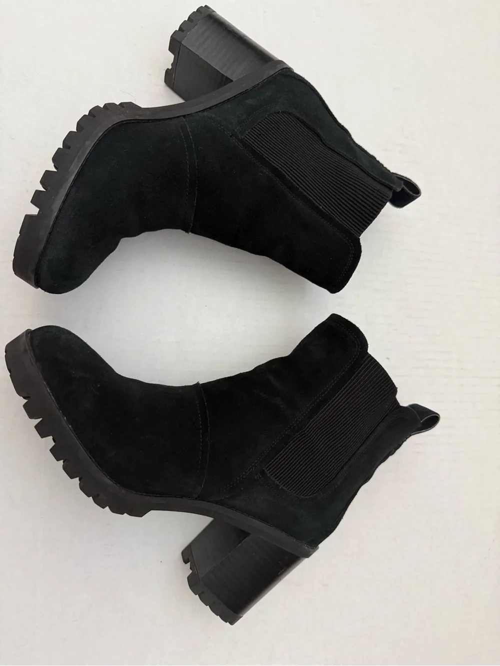 UGG Black Suede Chunky Heel Ankle Boots Size 10